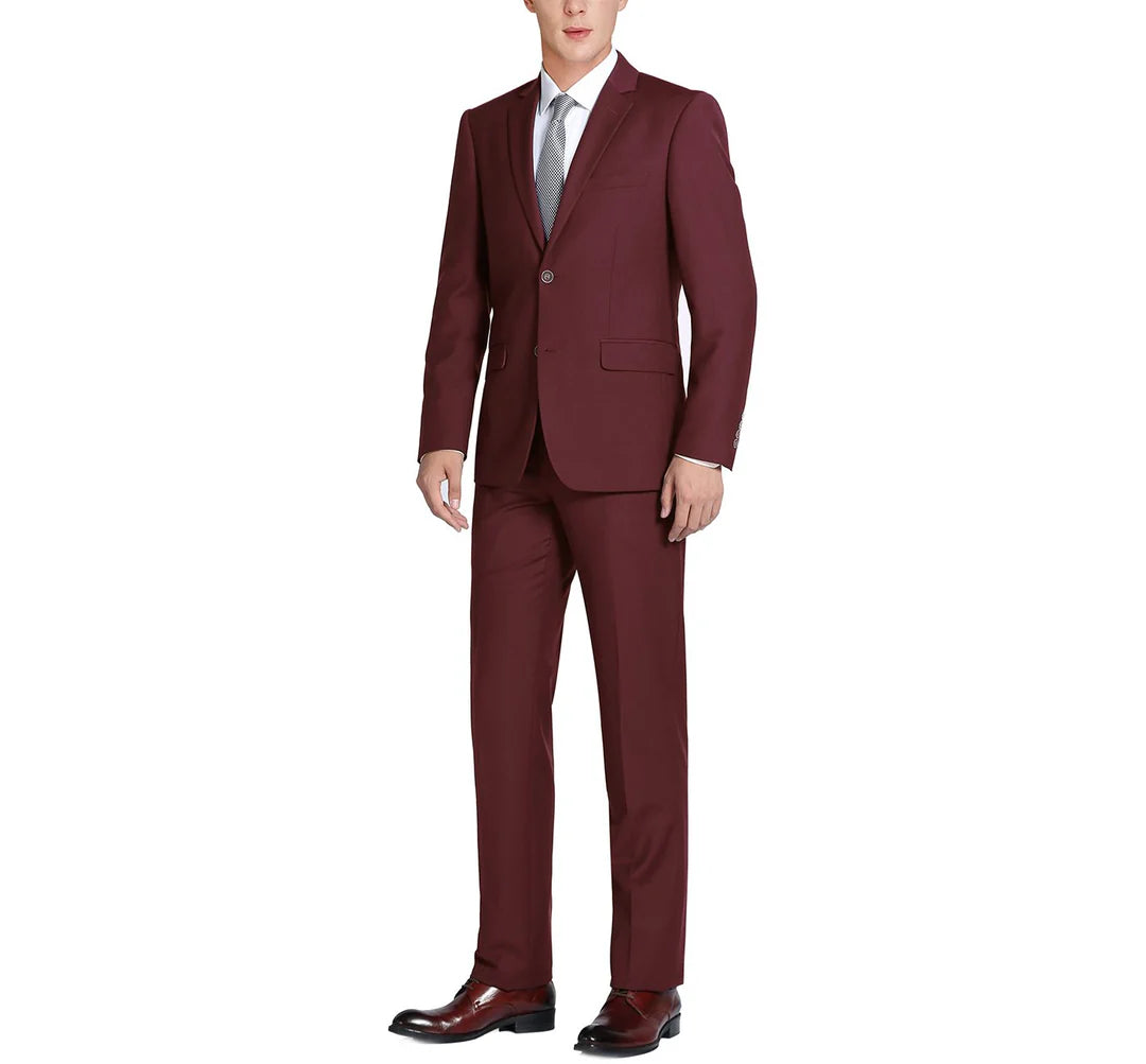 Burgundy Notch Lapel Suit