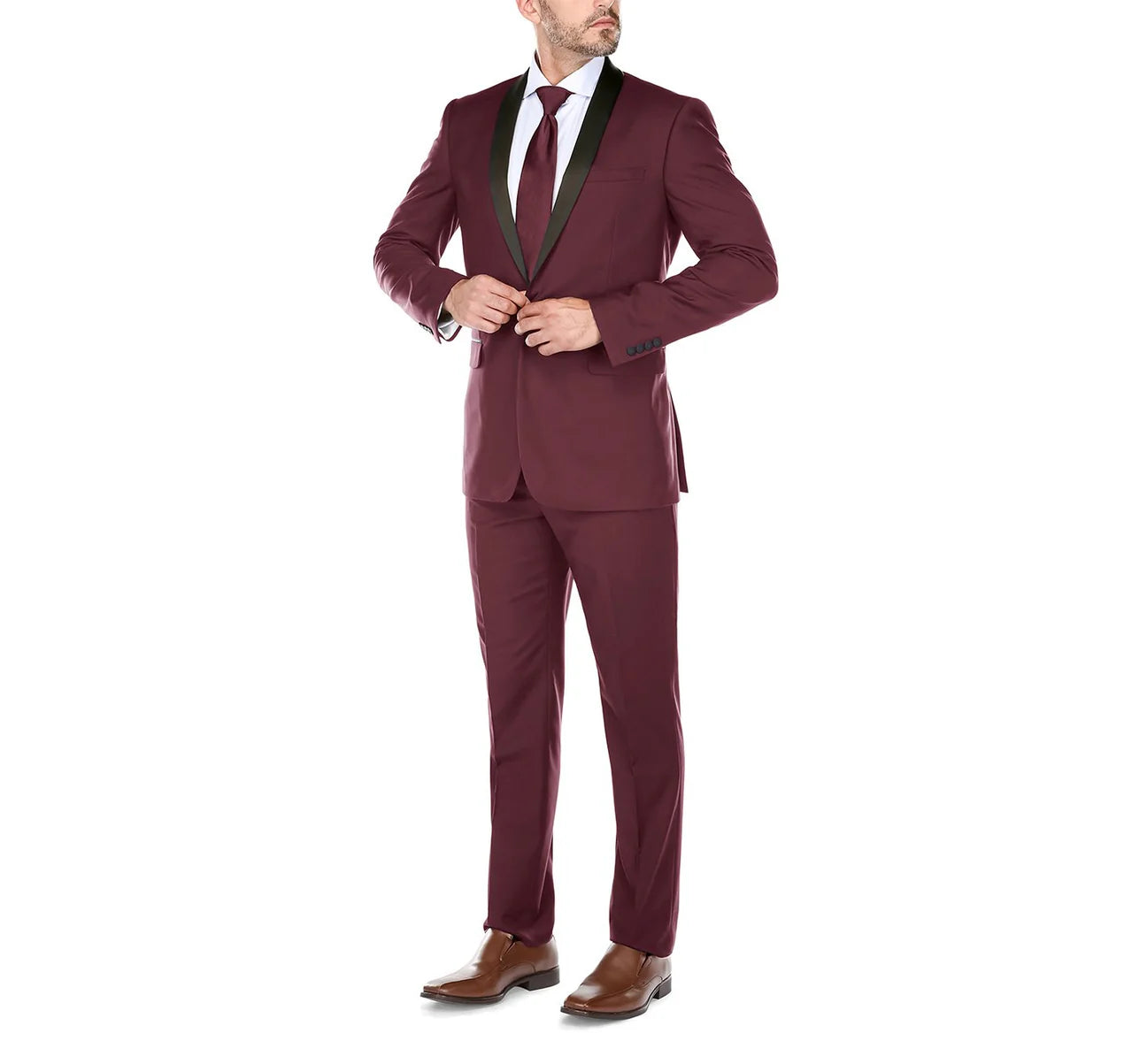 Burgundy 2-Piece Shawl Lapel Tux