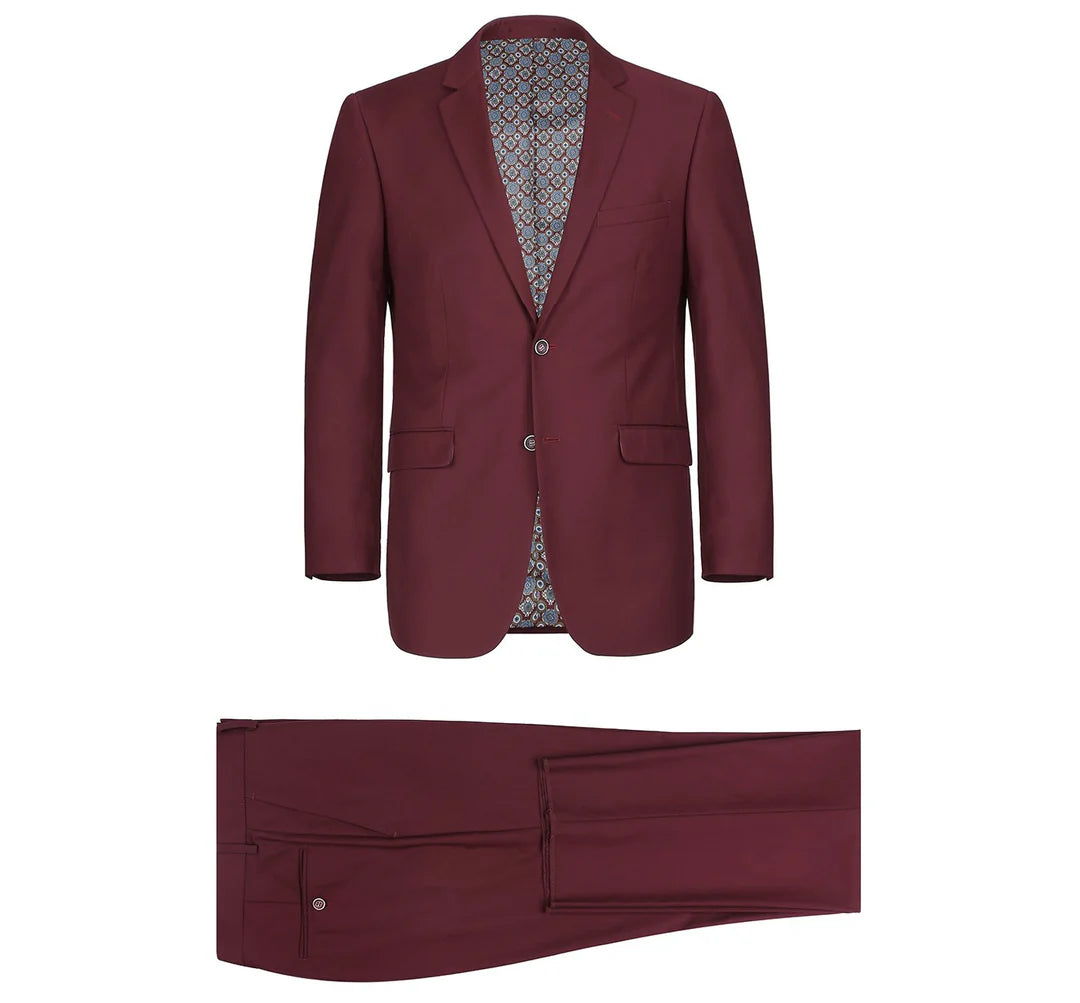 Burgundy Notch Lapel Suit