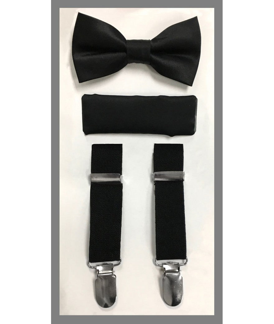 Boys Suspender and Bow Tie w/Pocket Square