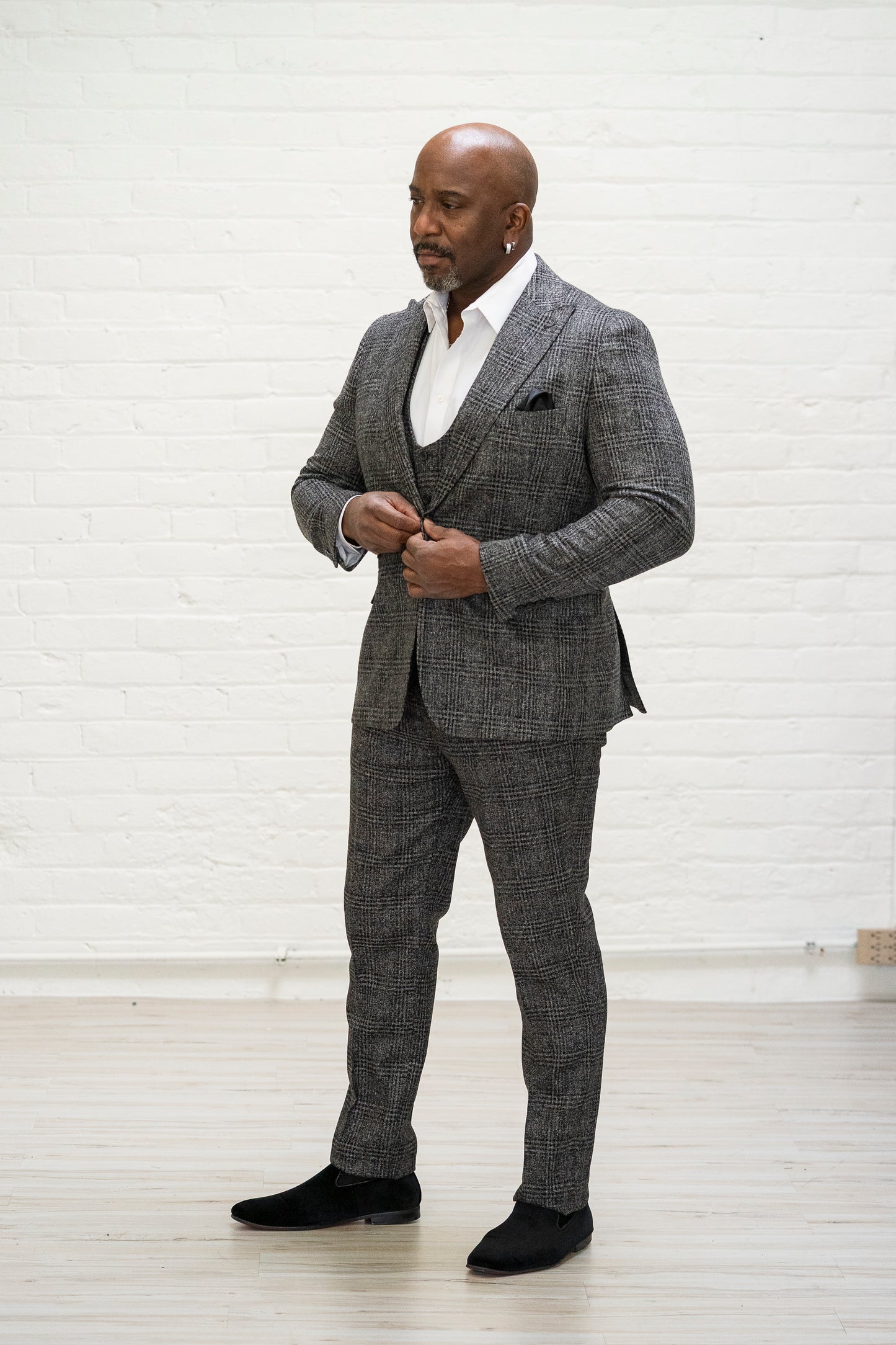 Grey/Black Plaid 3 Piece Suit