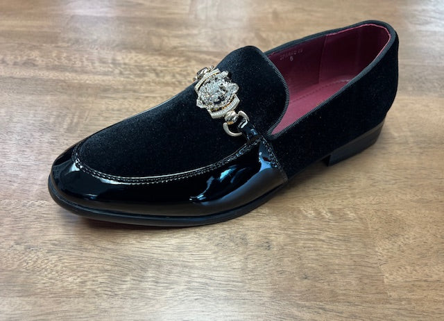 Suede and Patent Leather Loafer