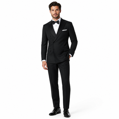 Black Double Breast Peak Lapel